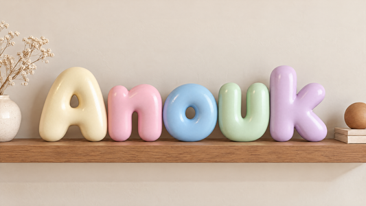 Bubble Letters von mooi studio: Name als weisse 3D-gedruckte Wandbuchstaben